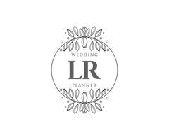 lr initiales lettre collection de logos de monogramme de mariage, modèles minimalistes et floraux modernes dessinés à la main pour cartes d'invitation, réservez la date, identité élégante pour restaurant, boutique, café en image vectorielle vecteur