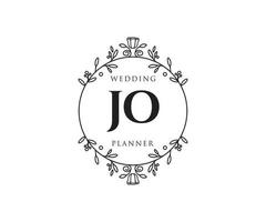 jo initiales lettre mariage monogramme logos collection, modèles minimalistes et floraux modernes dessinés à la main pour cartes d'invitation, réservez la date, identité élégante pour restaurant, boutique, café en image vectorielle vecteur