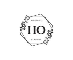 logo féminin ho initial. utilisable pour les logos nature, salon, spa, cosmétique et beauté. élément de modèle de conception de logo vectoriel plat.