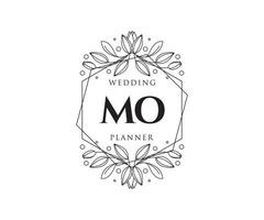 mo initiales lettre mariage monogramme logos collection, modèles minimalistes et floraux modernes dessinés à la main pour cartes d'invitation, réservez la date, identité élégante pour restaurant, boutique, café en image vectorielle vecteur