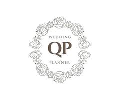 qp initiales lettre mariage monogramme logos collection, modèles minimalistes et floraux modernes dessinés à la main pour cartes d'invitation, réservez la date, identité élégante pour restaurant, boutique, café en image vectorielle vecteur