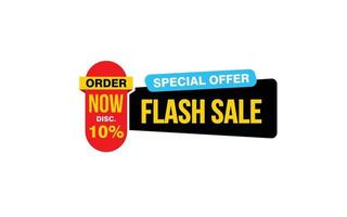 Offre de vente flash de 10 %, dédouanement, mise en page de bannière de promotion avec style d'autocollant. vecteur