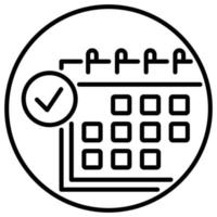 icône de contour pour la date de rendez-vous du calendrier. vecteur