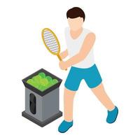 icône de joueur de tennis, style isométrique vecteur
