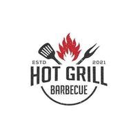 création de logo de barbecue rustique, illustration vectorielle de bar et grill, idéal pour la nourriture, idée de logo de restaurant vecteur