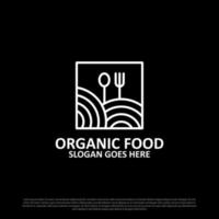 conception de logo nature et biologique - concepts de carrés alimentaires verts et végétaliens vecteur