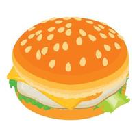 icône de cheeseburger, style isométrique vecteur