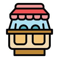vecteur de contour de couleur d'icône de magasin d'alimentation mobile