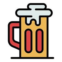 verre, chope bière, icône, couleur, contour, vecteur
