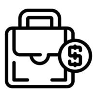 icône d'argent de valise, style de contour vecteur