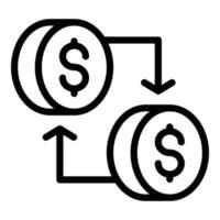 icône d'échange de banque d'argent, style de contour vecteur