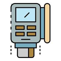 facture pos terminal icône vecteur de contour de couleur