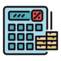 vecteur de contour de couleur icône calculatrice d'impôt