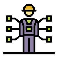 vecteur de contour de couleur d'icône d'ingénieur d'antenne