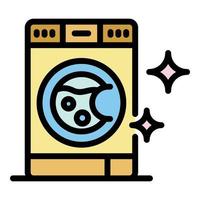 vecteur de contour de couleur d'icône de lavage en machine