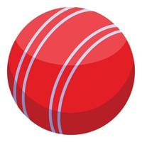 icône de boule rouge de cricket, style isométrique vecteur