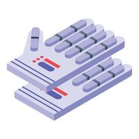 icône de gants de cricket, style isométrique vecteur