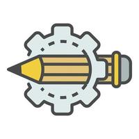 vecteur de contour de couleur d'icône de crayon de roue dentée