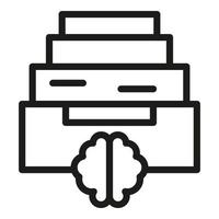 vecteur de contour d'icône d'étagère de mémoire. cerveau