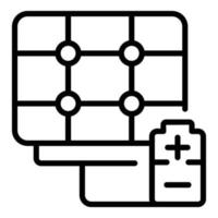 vecteur de contour d'icône de batterie de lumière du soleil. panneau solaire