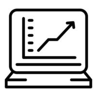 vecteur de contour d'icône de commerçant d'ordinateur portable. financement d'actions