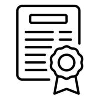 vecteur de contour d'icône de papier de diplôme. certificat de cadre