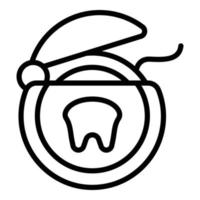 icône de boîte de fil dentaire, style de contour vecteur
