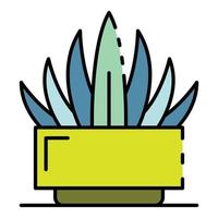 vecteur de contour couleur icône pot de cactus décoratif