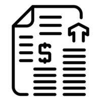 icône de document d'argent de résultat, style de contour vecteur