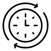 icône d'horloge murale de travail urgent, style de contour vecteur