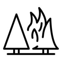 icône de forêt de feu de danger, style de contour vecteur