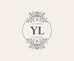 collection de logos de monogramme de mariage lettre initiales yl, modèles minimalistes et floraux modernes dessinés à la main pour cartes d'invitation, réservez la date, identité élégante pour restaurant, boutique, café en image vectorielle vecteur