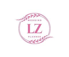 lz initiales lettre collection de logos de monogramme de mariage, modèles minimalistes et floraux modernes dessinés à la main pour cartes d'invitation, réservez la date, identité élégante pour restaurant, boutique, café en image vectorielle vecteur