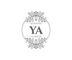 ya initiales lettre collection de logos de monogramme de mariage, modèles minimalistes et floraux modernes dessinés à la main pour cartes d'invitation, réservez la date, identité élégante pour restaurant, boutique, café en image vectorielle vecteur