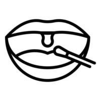 icône de bâton de test bouche covid, style de contour vecteur