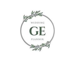 ge initiales lettre collection de logos de monogramme de mariage, modèles minimalistes et floraux modernes dessinés à la main pour cartes d'invitation, réservez la date, identité élégante pour restaurant, boutique, café en image vectorielle vecteur