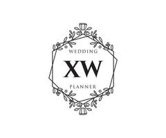 collection de logos de monogramme de mariage lettre initiales xw, modèles minimalistes et floraux modernes dessinés à la main pour cartes d'invitation, réservez la date, identité élégante pour restaurant, boutique, café en image vectorielle vecteur