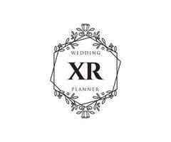 collection de logos de monogramme de mariage lettre initiales xr, modèles minimalistes et floraux modernes dessinés à la main pour cartes d'invitation, réservez la date, identité élégante pour restaurant, boutique, café en image vectorielle vecteur