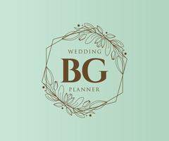 bg initiales lettre mariage monogramme logos collection, modèles minimalistes et floraux modernes dessinés à la main pour cartes d'invitation, réservez la date, identité élégante pour restaurant, boutique, café en image vectorielle vecteur