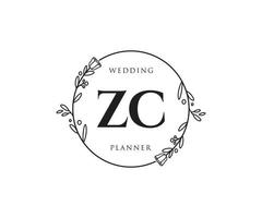 logo féminin zc initial. utilisable pour les logos nature, salon, spa, cosmétique et beauté. élément de modèle de conception de logo vectoriel plat.