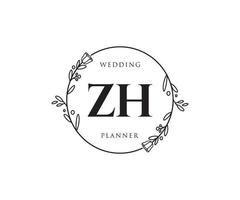logo féminin initial zh. utilisable pour les logos nature, salon, spa, cosmétique et beauté. élément de modèle de conception de logo vectoriel plat.