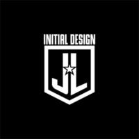 jl logo de jeu initial avec un design de style bouclier et étoile vecteur
