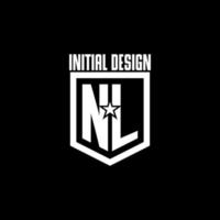 nl logo de jeu initial avec un design de style bouclier et étoile vecteur