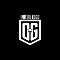 og logo de jeu initial avec un design de style bouclier et étoile vecteur