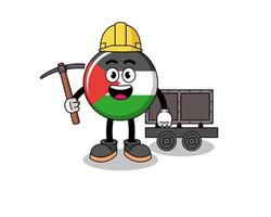 illustration de la mascotte du mineur du drapeau de la palestine vecteur