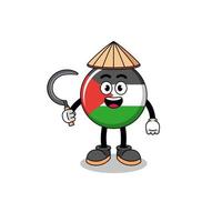 illustration du drapeau de la palestine en tant qu'agriculteur asiatique vecteur