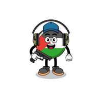 mascotte de personnage du drapeau de la palestine faisant un champ de tir vecteur