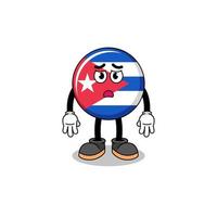 illustration de dessin animé de drapeau de cuba avec un visage triste vecteur