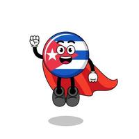 caricature de drapeau cuba avec super-héros volant vecteur