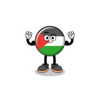 caricature de mascotte du drapeau de la palestine posant avec muscle vecteur